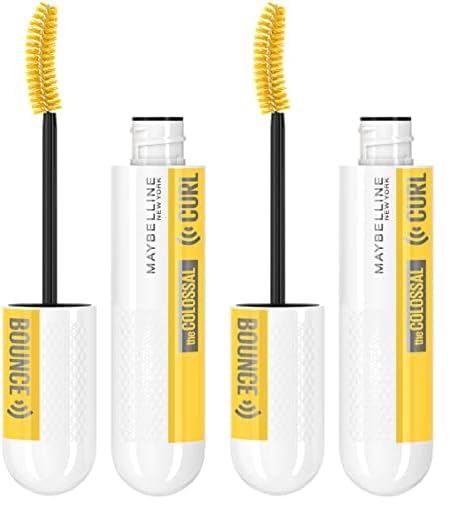 Maybelline Volum' Express Colossal Curl Bounce Washable Curling Mascara, Blackest Black, 1 Count (Pack of 2)