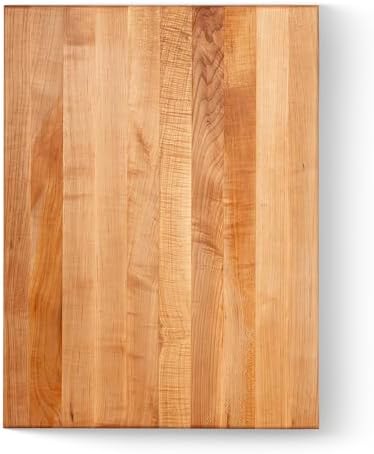 John Boos RA-Board Series Rectangular Wooden Maple Cutting Board 24”x18” – 2.25” Thick, 30-lb Reversible Butcher Block with Edge-Grain & Finger Grips – Made in the USA