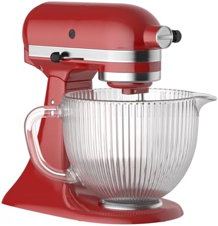 GVODE Glass Bowl for Kitchenaid Mixer, 4.5-5 Quart Tilt-Head for Kitchen aid Glass Mixer Bowl for Stand Mixer With Pour Spout and Measurement Markings, Dishwasher Safe