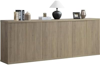 SICOTAS Buffet Cabinet with Storage Accent Sideboard Modern Credenza with Doors & Shelves Fluted Media Console Mid Century Coffee Bar Table for Living Room Kitchen Dining Room Hallway (3PCS)