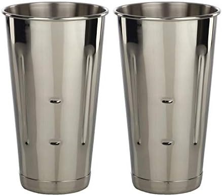 Stainless Steel Malt Milkshake Mixing Cup 2 Pack - Two Ice Cream and Milkshake Machine Cups - 30 oz Stainless Steel Malt Milkshake Cup for Milkshake Machines - Two 30 oz Cups
