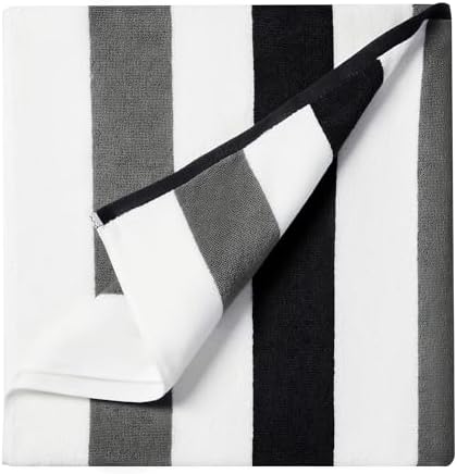 Cotton Oversized Beach Towel - Extra Large 40"X70" Plush Thick Mens Beach Towels, XL Fluffy Stripe Pool Towels Charcoal Gray Swimming Towel for Adults Mens Women