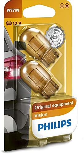 PHILIPS 12071B2 Light Bulbs Glass Base WY21W Pack of 2 in Blister Pack