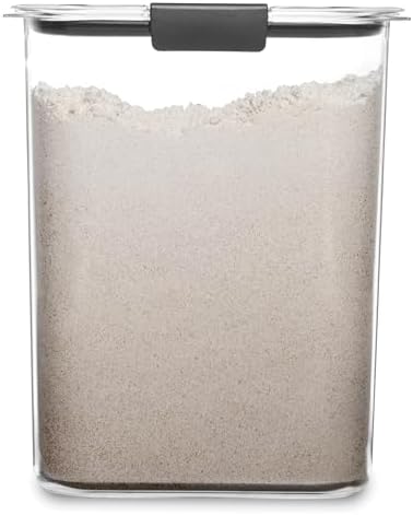 Rubbermaid Brilliance 16-Cup Airtight Food Storage Container with Lid, Clear/Grey - optimal for pantry organization, flour, sugar, and food storage