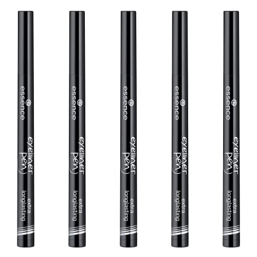 essence | Eyeliner Pen Extra Longlasting (Pack of 5) |Smudgeproof Liner with Precise and Easy Application | Bold & Natural Eye Make Up | Vegan, Cruelty Free & Paraben Free