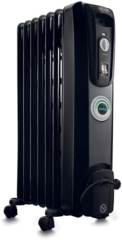 De'Longhi Oil filled Radiator Heater, 1500W Electric Space Heater for indoor use, portable room heater, Energy Saving, full room like office and bedroom with safety features, EW7707CB