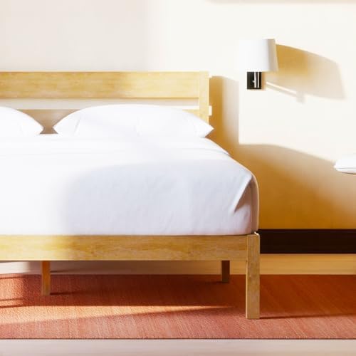 LIFEMENT Classic Wood Platform Bed Frame with Headboard, Essential, Noise Free, Under Bed Storage, No Box Spring Needed, Easy Assembly (Natural, Queen (U.S. Standard))