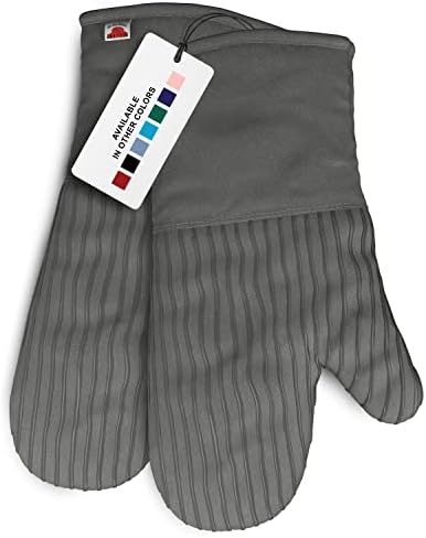 Big Red House - Silicone Oven Mitts - Grey Set of 2-12.5" - Heat Resistant Kitchen Gloves - Professional Grade Protection Hot Cooking Baking