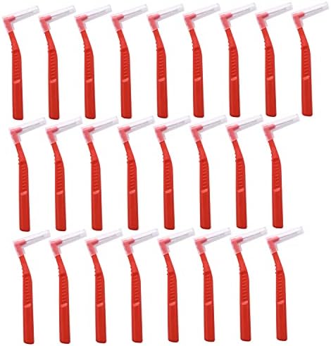 Angzhili 25 Pcs Interdental Angle Brushes,Reusable Dental Cleaners,Oral Dental Hygiene Brush,Dental Toothpick Floss for Braces,Tooth Cleaning Tool (Red)