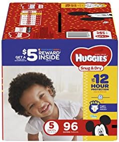 HUGGIES Snug & Dry Diapers, Size 5, 96 Count, GIGA JR PACK (Packaging May Vary)