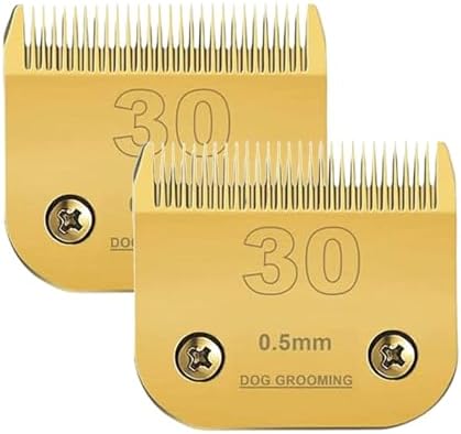 2 Packs #30 Clipper Blade Dog Grooming Compatible with Andis Clippers Detachable Ceramic Sharp Also Compatible with Wahl/Oster Dog Clippers1/50 0.5mm Cut Length (Gold)