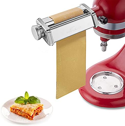 Patsa Roller Attchemnt for Kitchenaid Stand Mixer, Pasta Roller Kitchenaid Attachment, Stainless steel Pasta Roller Machine with 8 Adjustable Thickness Knob by Gvode