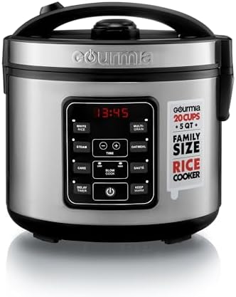 Digital 20-Cup Rice Cooker & Steamer, 5-Qt One-Touch 8-in-1 Cooker w/Delay Timer & Warm