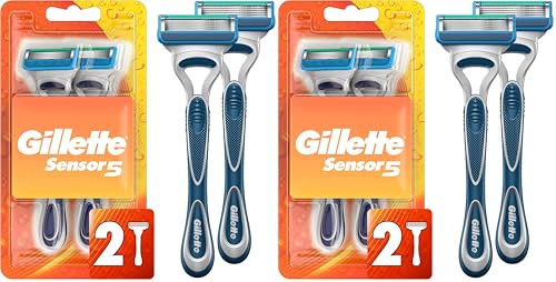 Gillette Sensor5 Men's Disposable Razors, 2 Count (Pack of 2)