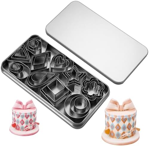 Mini Cookie Cutter Shapes Set - 30 Tiny Stainless Steel Stamps of Geometric Shapes Cookie Cutters-Heart Star Flower Round Square Hexagon Oval Diamond Biscuit Cutters