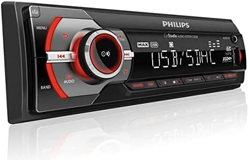 Philips Car Stereo Receiver, Compact Single Din Car Audio with AM/FM Radio, USB and AUX-in, 50W Output Engineered to Deliver Clear and Powerful Sound for an Enhanced Driving Experience.