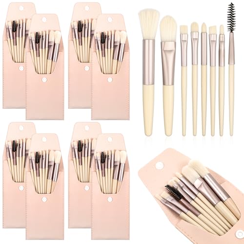 8 Sets Makeup Brushes Bulk Travel Size Make up Brush Set for Wedding Bridal Shower, Bachelorette Party Bridesmaid Gift Favors, Mini Face Eyeshadow Blush Eyebrow Liner Mascara Brushes Set