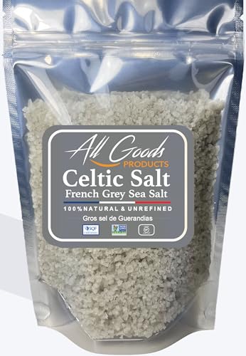 All Goods Organic Celtic Salt – Coarse 5 oz, 82 Minerals, French Gray, Hand-Harvested, Les Guérandais, Unrefined.