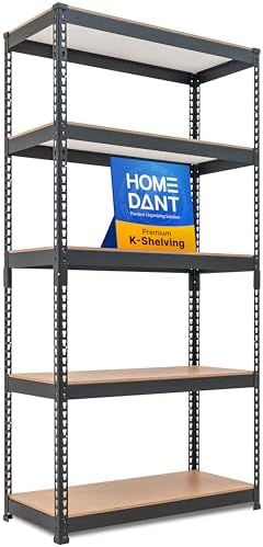HOMEDANT 5 Tier Storage Shelves Adjustable Laminated Boltless Garage Metal Shelving Unit Heavy Duty Utility Rack Shelf Warehouse Pantry Closet Kitchen 35.9" W x 16.2" D x 71.3" H 1Pack