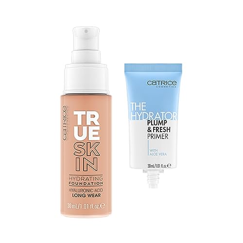 Catrice | True Skin Foundation 44 & The Hydrator Plump & Fresh Primer Bundle | Full Coverage Makeup | Vegan & Cruelty Free