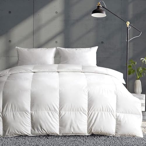 APSMILE Lightweight Down Feather Fibers Comforter Oversized King, Cooling Duvet Insert for Warm Weather -100% Organic Cotton, High Fill Power Down Fibers Quilt Thin Summer Duvet (Ivory White, 120x98)