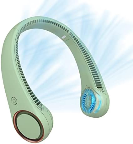 CIVPOWER Neck Fan: Portable Personal Neck Cooling Rechargeable Bladeless Fan - Hands Free 3 Speed 4000 mAh Battery USB Operated Wearable Headphone Design - for Men Women Outdoor Indoor (Light Green)