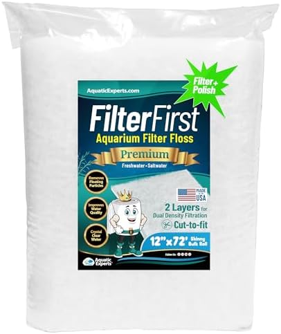 Aquatic Experts Aquarium Filter Floss for Fish Tank Filters - FilterFirst Aquarium Filter Pad - Media Roll for Crystal Clear Water, 12" x 72" by ¾ to ½ Thick