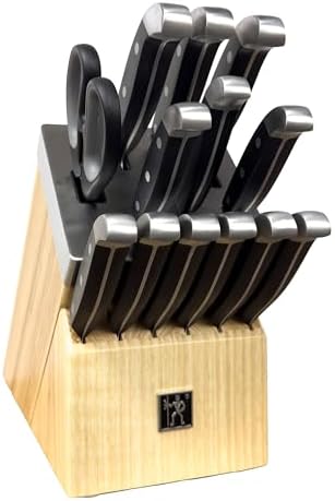 Henckels International Statement 14-pc Self-Sharpening Knife Block Set, 6 Steak Knives, Paring, Santoku, Bread, Chef’s Knife, & More, Natural Block Color