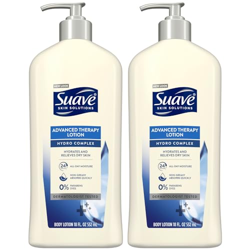 Suave Lotion, Hydro Complex Advanced Therapy 2-Pack – Daily Moisturizing Body Lotion for Dry Skin with Vitamin E, 18 Oz Ea
