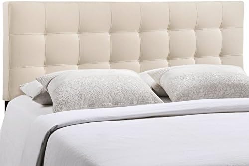 Modway Lily Tufted Linen Fabric Upholstered Queen Headboard in Ivory