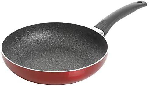 Oster Merrion 12" Metallic Red Aluminum Fry Pan With Black Speckle Non-stick Interior and Bakelite Handle