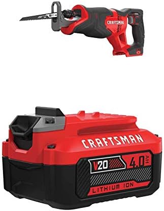 CRAFTSMAN V20 Reciprocating Saw with Lithium Ion Battery, 4.0-Amp Hour, Charger Sold Separately (CMCS300B & CMCB204)
