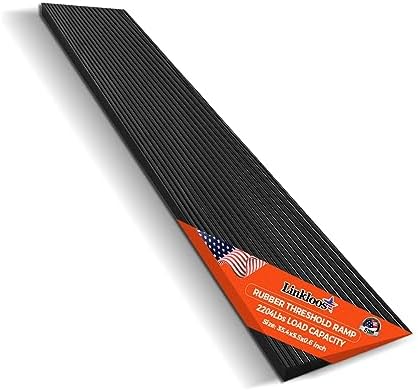 0.6" Rise Rubber Threshold Ramp for Doorways, (35.4" L x 5.5" W) Non-Slip Solid Rubber Wheelchair Ramp is Adjustable and Cuttable, Driveway Curb Ramps for Home, Bathroom, Sweeper