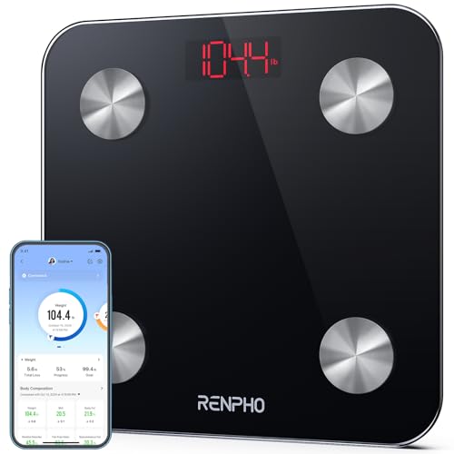 RENPHO Scale for Body Weight, Digital Weighing Elis Scales with Body Fat, Smart Bluetooth Body Fat Measurement Device, Body Composition Monitor with Smart App, 396lbs