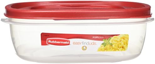 Rubbermaid 7J71 Easy Find Lid Square 9-Cup Food Storage Container and Lid (Pack of 4)