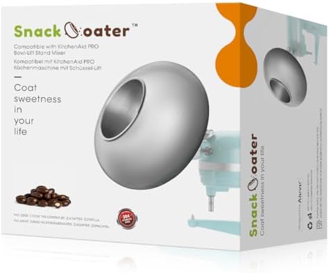 Aieve Snack Coater Compatible with KitchenAid Bowl-Lift Stand Mixer for Making Chocolate Covered Almonds, Pistachio, Peanut, Freeze Dried Strawberry, Raisin, Macadamia Nuts,Blueberry and Easter Eggs