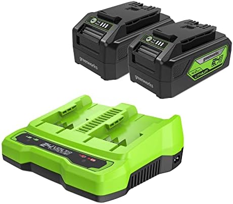 Greenworks 24V 4.0Ah USB Battery (2-Pack) Starter Kit + Dual Port Rapid Charger (Genuine Greenworks Parts)