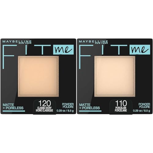 Maybelline Fit Me Matte + Poreless Pressed Face Powder Makeup & Setting Powder, Classic Ivory & Porcelain, 1 Count Each