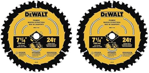 DEWALT Circular Saw Blade, 7 1/4 Inch, 24 Tooth, Wood Cutting (DWA171424) (Pack of 2)