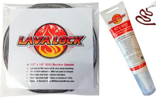 LavaLock® Self Stick PRO Pack: 1/2" x 1/8" Grey Compatible with Nomex BBQ Smoker Gasket w/RTV Charcoal Grill Seal