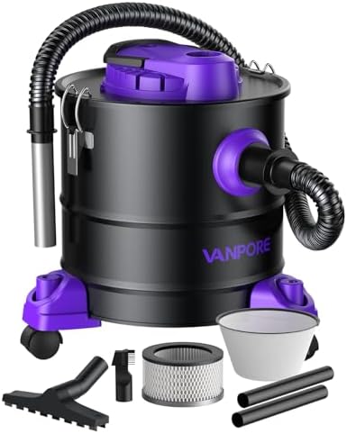 Ash Vacuum for Pellet Stoves: 5.2 Gallon Fireplace Ash Vac with 1200w Powerful Suction & Wheeled Base - Ash Vacuum Cleaner for Fireplaces, Pellet Grill, Wood Stove, Fire Pits