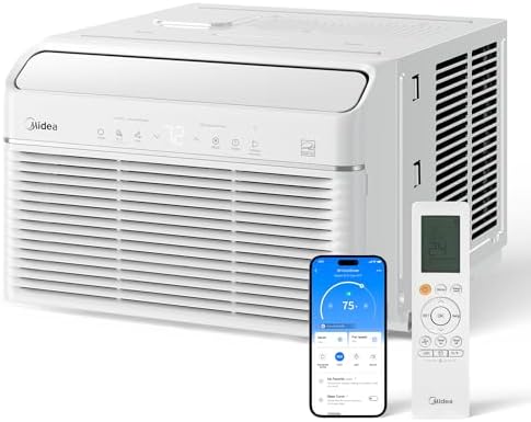 Midea 12,000 BTU Smart Inverter Air Conditioner Window Unit with Heat and Dehumidifier β Cools up to 550 Sq. Ft., Energy Star Rated, Quiet Operation, Electronic Controls, Remote Control, White