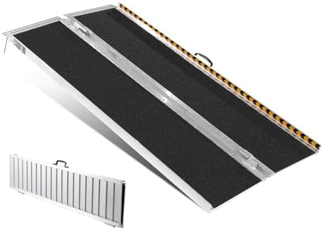 VEVOR Portable Wheelchair Ramp 6FT, Non-Slip Aluminum Folding Handicap Ramp, Door Threshold Ramps for Wheelchair for Home,Wheel Chair Ramp Steps, Cars, Scooter, Cart, Curbs, Stairs