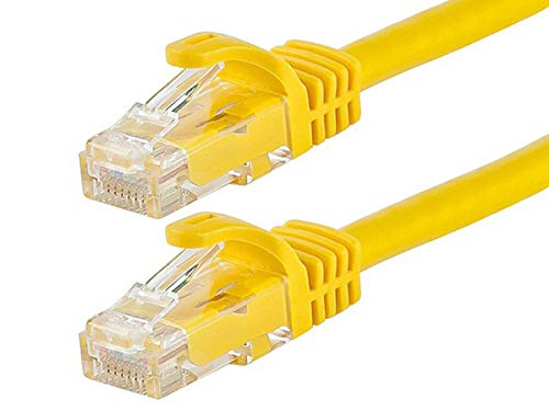 Monoprice Cat6 25ft Yellow Patch Cable UTP 24AWG 550MHz Pure Bare Copper Snagless RJ45 Flexboot Series Ethernet Cable- Pack of 1