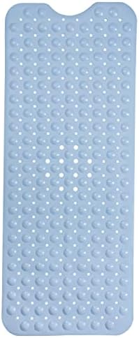 ENKOSI Non-Slip Bath Mat - Extra Long 40 x 16 Inch Large Anti-Slip Tub & Shower Mat with Suction Cups and Drain Holes for Bathroom Bathtub Safety and Decor (40x16 Aqua Blue)