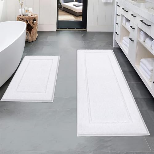 Pauwer Bathroom Rugs Sets 2 Piece, Non Slip Bath Mats for Bathroom, Absorbent Bath Rugs Floor Mat, Machine Washable Shower Rugs for Bathroom Floor, Tub and Shower