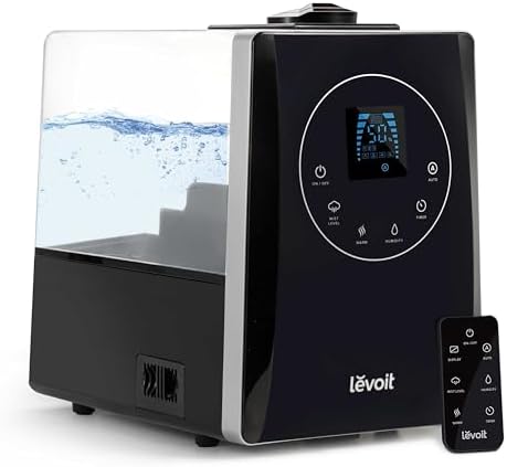 LEVOIT LV600HH 6L Warm and Cool Mist Ultrasonic Humidifier, Rapid Humidification for Bedroom Large Room, Essential Oil Diffuser, Humidity Setting with Built-in Sensor, Auto Mode, Timer, Remote Control