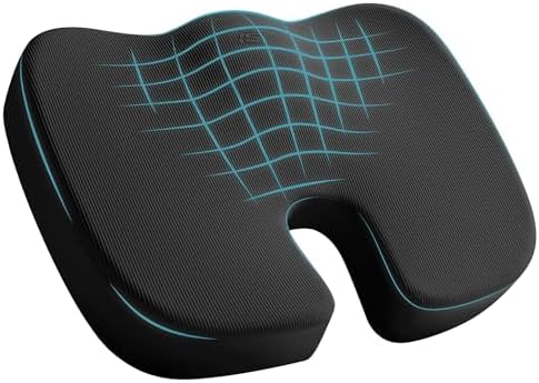 Skechers Memory Foam Seat Cushion,Office Chair Cushion for Tailbone Pain Relief,Butt Pillow for Office Chair,Car seat Cushion,Computer Desk,Long Sitting Office Workers,and Car Drivers,Black