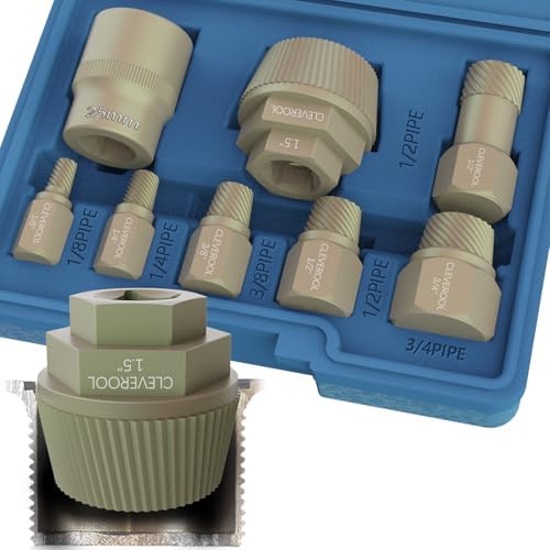 1.5'' Tub Drain Extractor, 8PCS Pipe Nipple Extractor Set with 1-inch Socket, Remove the Old, Broken, Stubborn, Rusted Drain Tub Bathtub Remover, Strong Grab Plumbing Tools with Storage Case