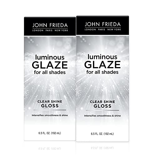 John Frieda Luminous Glaze Clear Shine Hair Gloss, Enhances Color and Adds Gloss for a Reflective Sheen on Color-Treated or Natural Hair, Smooths Hair to a Glossy Shine, 6.5 Oz, Pack of 2